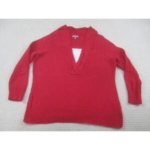 Essentials‎ Sweater Womens 1X Red Knit Pullover Casual Cotton Long Sleeve V-Neck